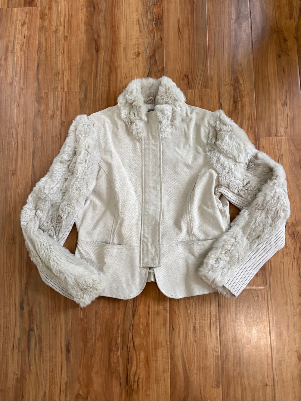 VTG Lucirit Taupe Rabbit Fur and Suede Leather Jacket